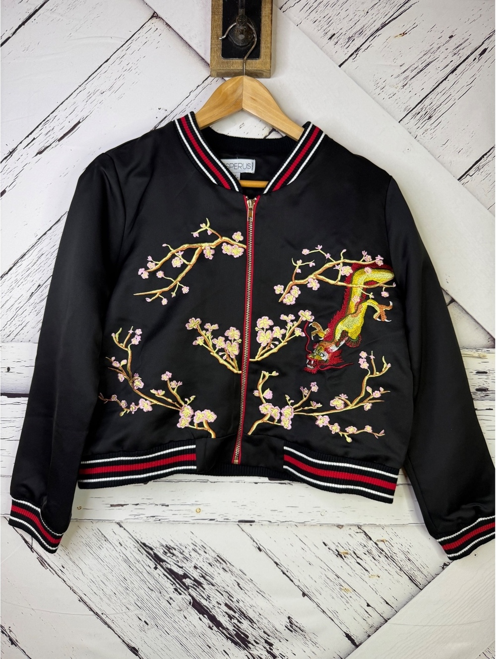 Japanese Streetwear Style Embroidered Bomber Jacket By Hesperus Women M